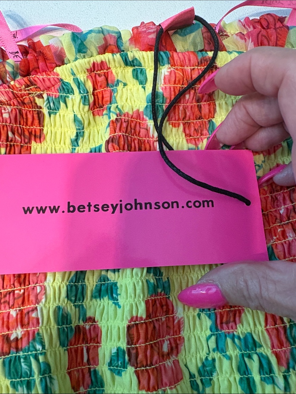 Betsey Johnson Yellow Mini Dress with Red Floral Print - Picture 12 of 15